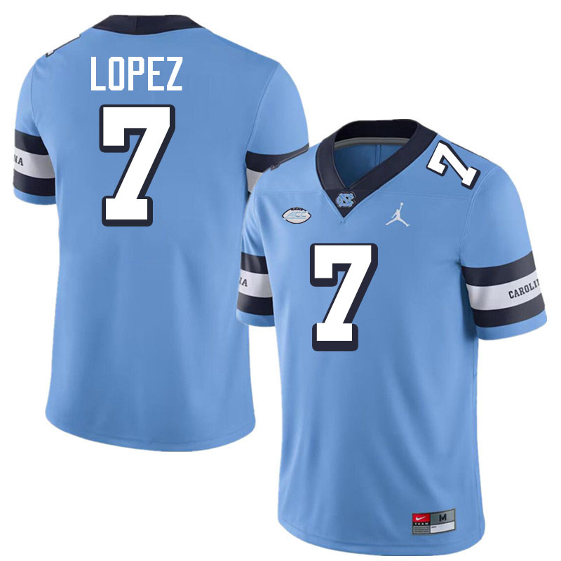 Gio Lopez UNC Jerseys,North Carolina Tar Heels #7 Gio Lopez Football Jerseys-Throwback Blue